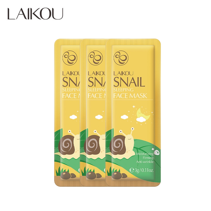 Bộ 3 Mặt Nạ Ngủ Chiết Xuất Ốc Sên LAIKOU Chống Nếp Nhăn Dưỡng Ẩm Se Khít Lỗ Chân Lông