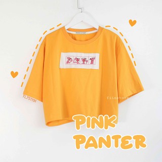 🔥HOT🔥 Áo Croptop thun tay lỡ Báo hồng Kẻ khung - Fiinstore