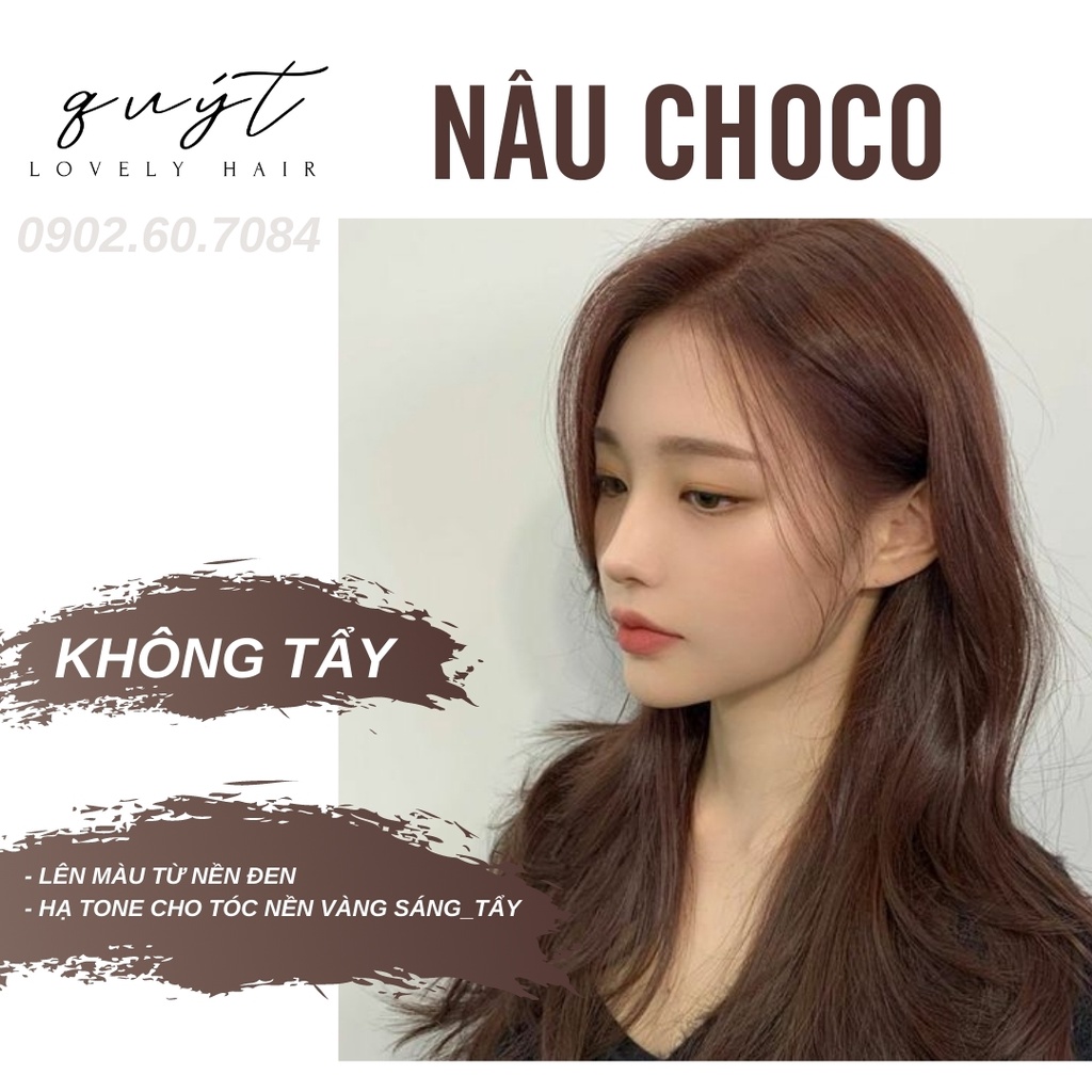 [HCM]Kem nhuộm tóc tại nhà màu nâu choco-Nhuộm Trên Nền Tóc Đen- tặng oxy