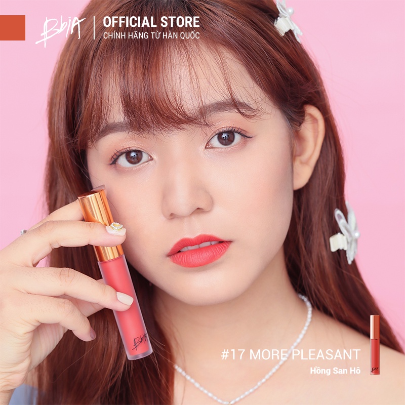 Son Kem Lì Bbia Last Velvet Lip Tint Version 4 - 17 More Pleasant (Màu Hồng San Hô) 5g - Bbia Official Store