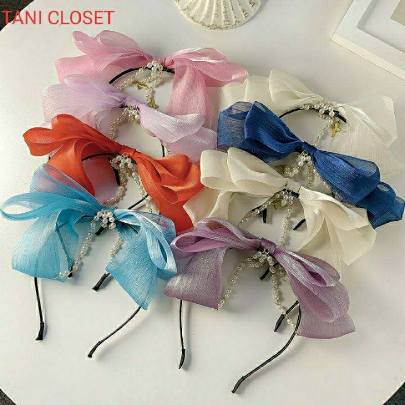 Băng Đô Nơ Voan Lolita Đính Ngọc