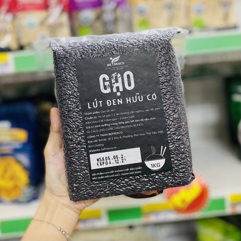 [GIAO NHANH] Gạo Lứt Đen Giảm Cân / Eat Clean Siêu Dẻo, Thơm (Gói 1kg) Befresco