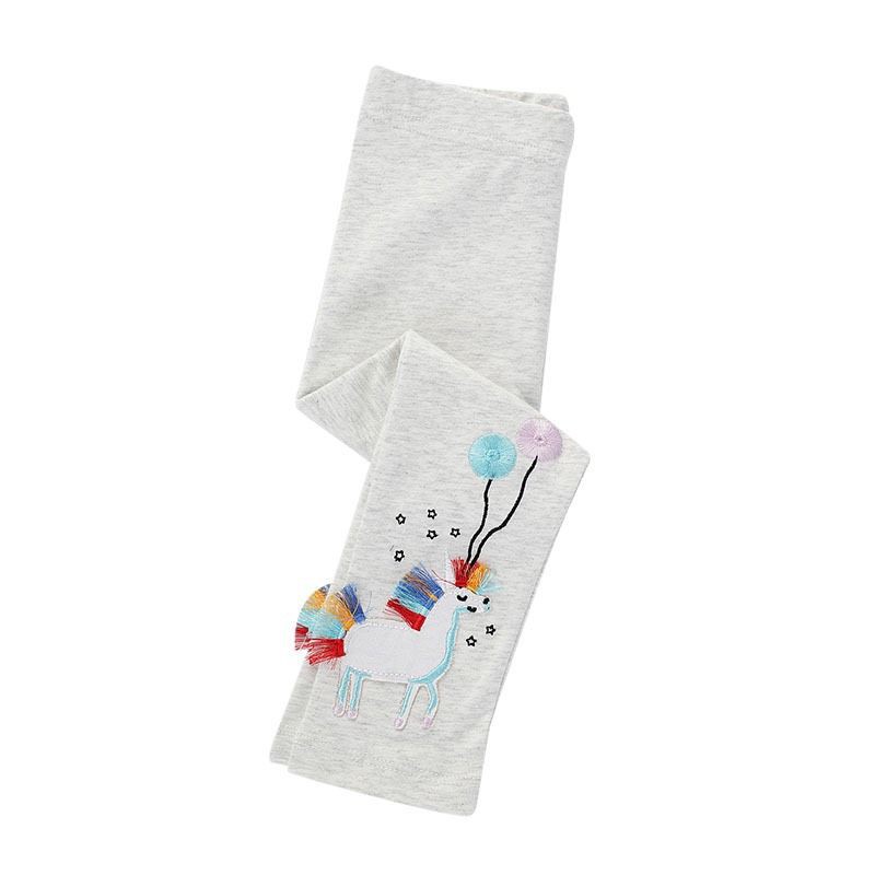 Quần legging bé gái Jumping Meters cotton thêu ngựa bóng