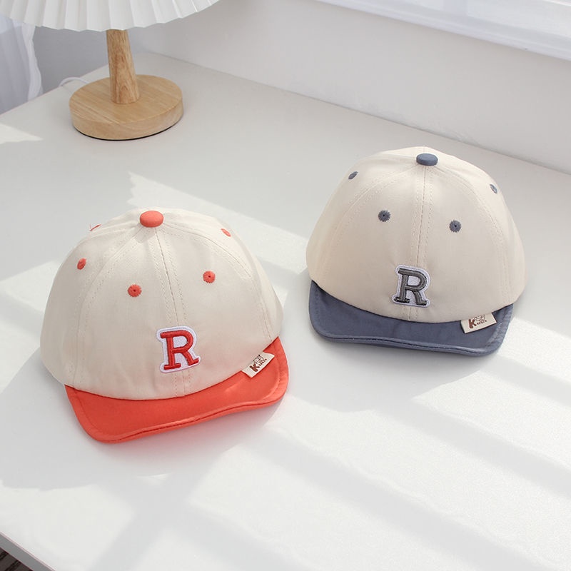 Mũ Lưỡi Trai Vành Mềm Thêu Chữ R Phối Màu Dễ Thương Cho Bé