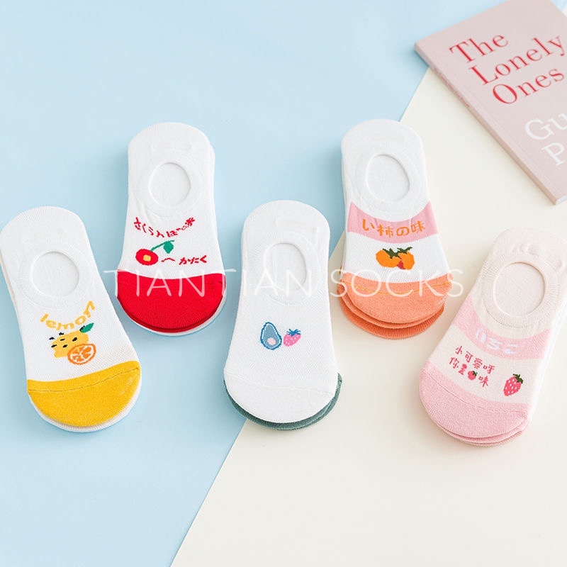 TIAN TIAN T058 Vớ tất hài nữ Vớ cổ thấp vô hình họa tiết trái cây phong cách Nhật Hàn dễ thương  cho nữ