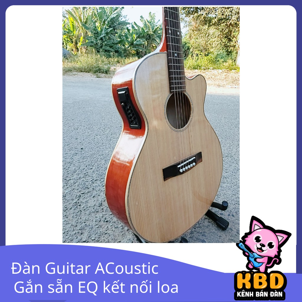 Đàn Guitar Acoustic có ty, Đàn guitar Aucostic lắp EQ tắng âm nối loa - TẶNG kèm bao đàn, Phụ kiện