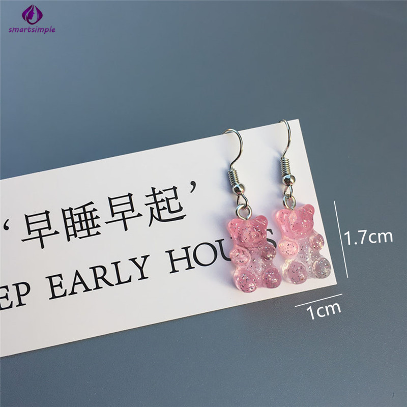 Hoa tai resin hình gấu nhiều màu dễ thương cho nữ