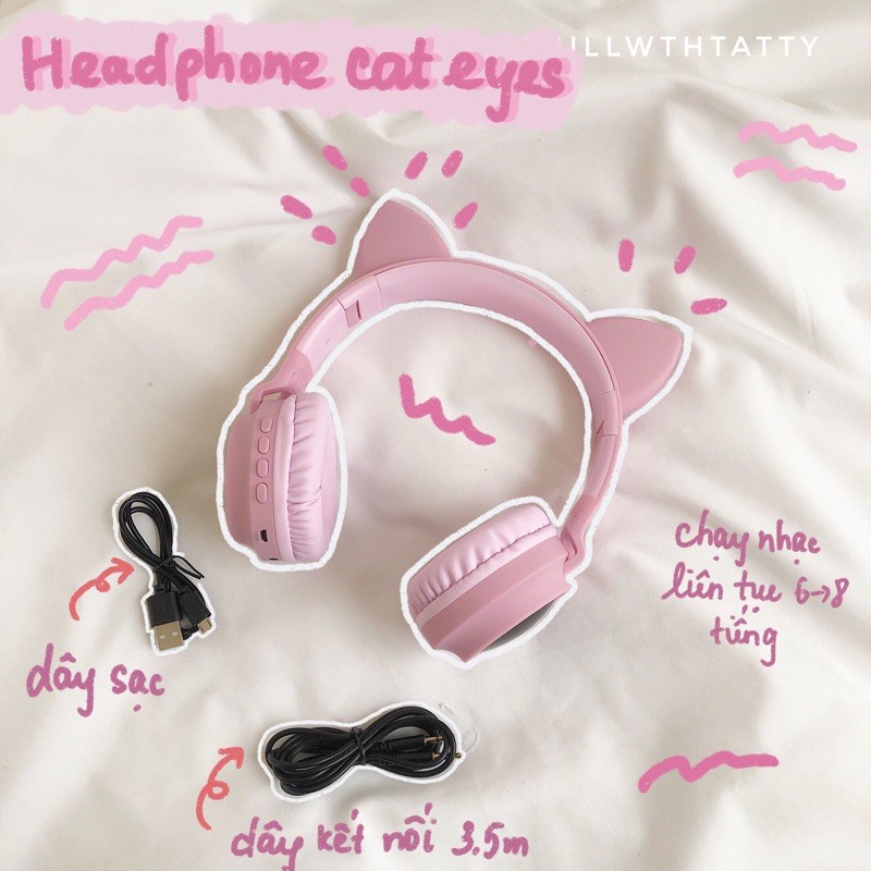 [Mã SKAMPUSHA7 giảm 8% đơn 250k]HEADPHONE BLUETOOTH CAT EYES - TAI NGHE KHÔNG DÂY THỜI TRANG | ChillwthTatty |