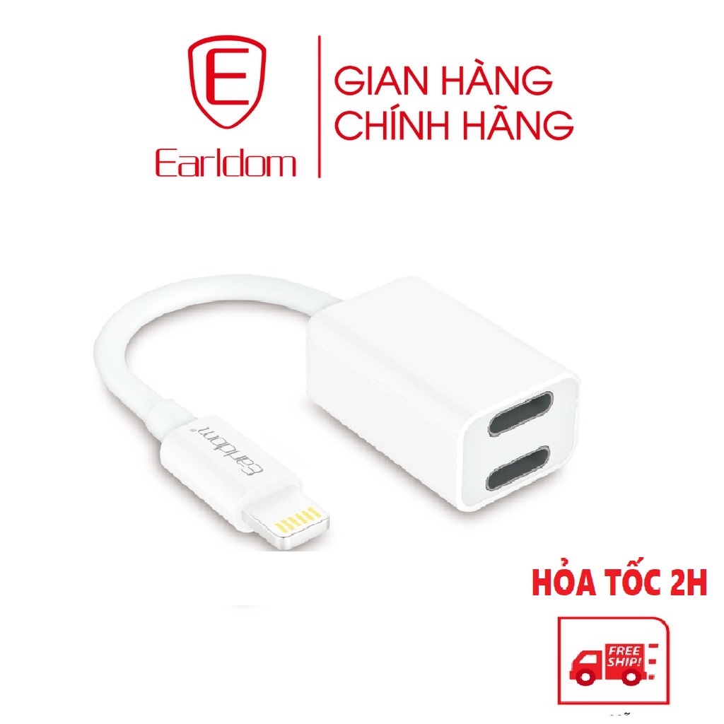 Jack chia 2 cổng Lightning Iphone vừa sạc vừa nghe nhạc chơi game Earldom OT54 chính hãng