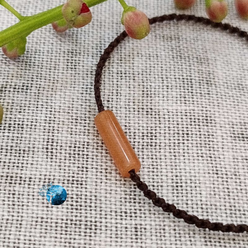 Vòng tay tết dây lu thống đá aventurine cam