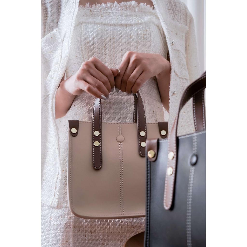 Túi da bò cao cấp Lionel Bag quai xách tay lệch, phối 02 bản dây đeo chéo