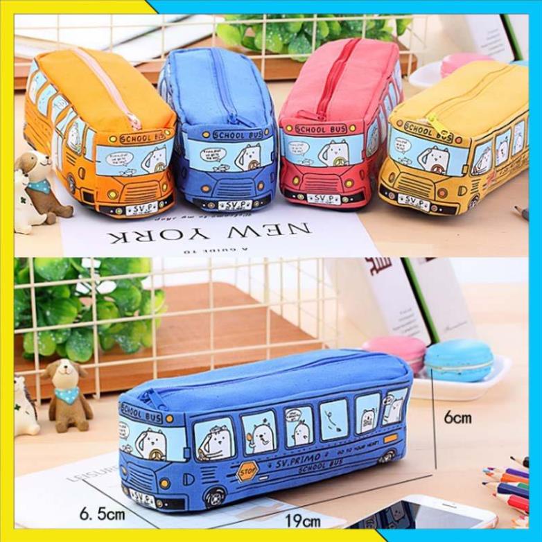 [FREESHIP] Bóp viết, hộp bút vải xe bus cute