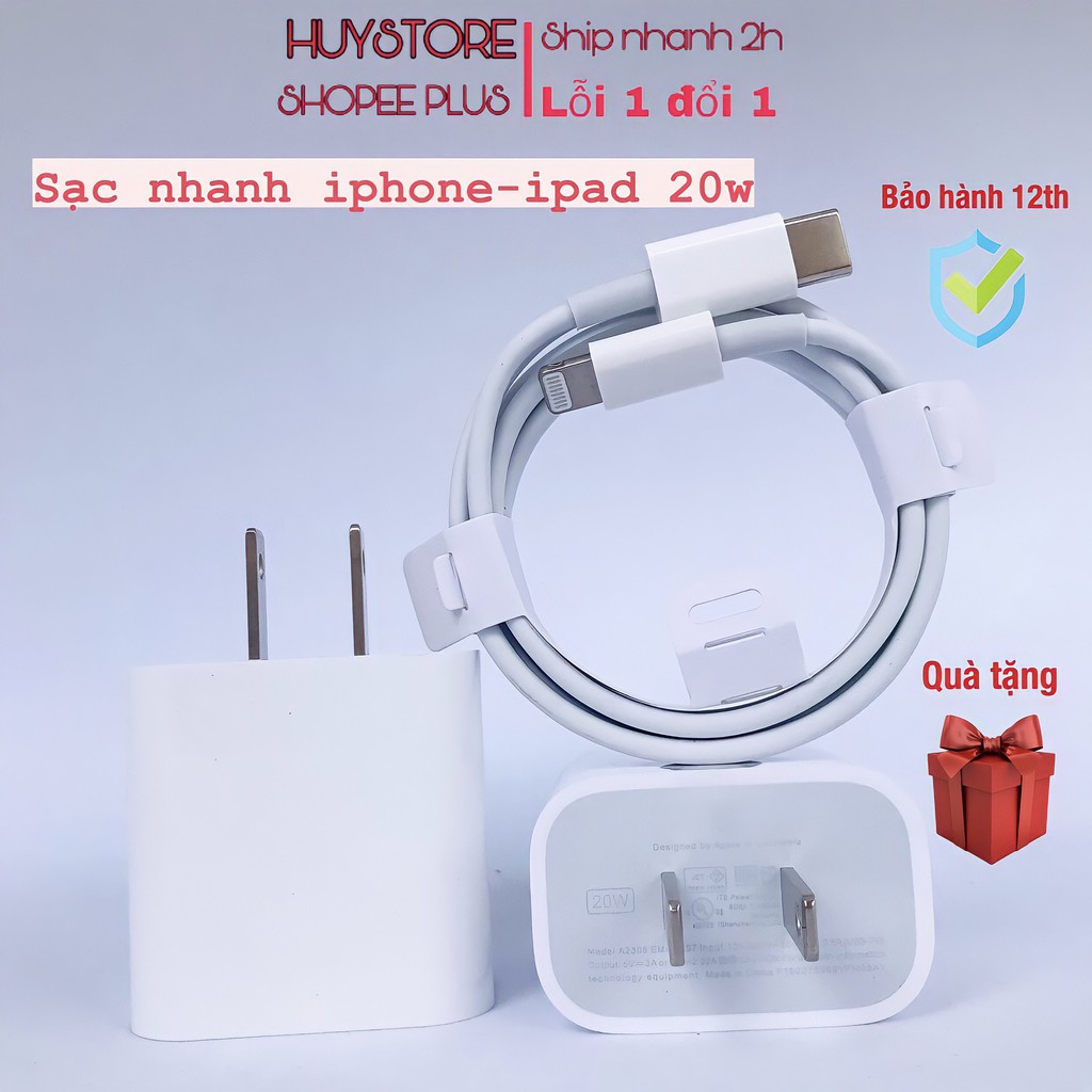 Bộ sạc nhanh IPtablet táo pd 20w,cáp USB Type C to cho IP12/12 Pro Max/IP11/11 Pro Max/X/XS Max