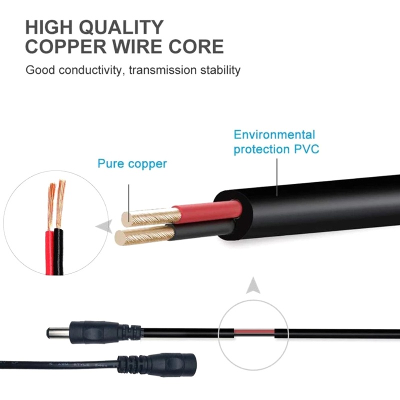 Dây Nối Dài 5.5mm x 2.1mm Chuyển Đổi Nguồn Điện DC 12v Male Sang Female Cho Camera Giám Sát Dải Đèn LED