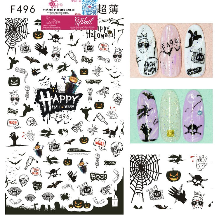 Nail dán Sticker Halloween Độc Đáo Trang Trí Móng Nghệ Thuật Lễ Hội