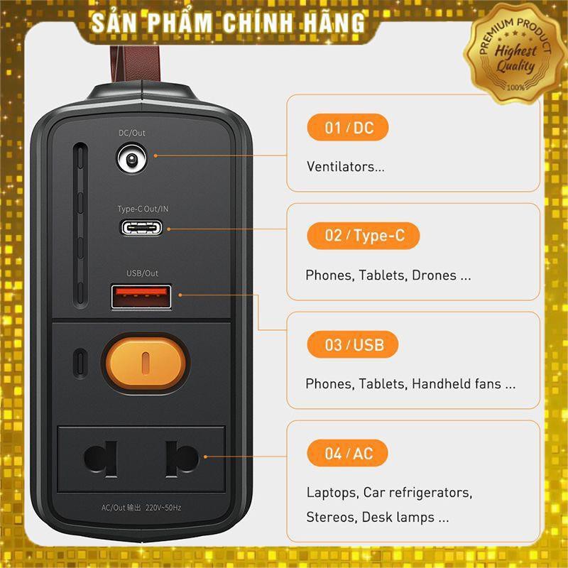 Bộ kích nguồn đa năng 1600A kiêm pin sạc dự phòng sạc nhanh 65W PD Type-C / USB hiệu Baseus (tặng kèm 3 phụ kiện)