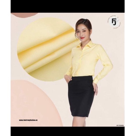 Áo sơ mi nữ Thái Hòa vàng trơn mã 047.