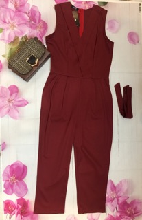 Jumsuit cổ V đắp chéo (còn hồng)
