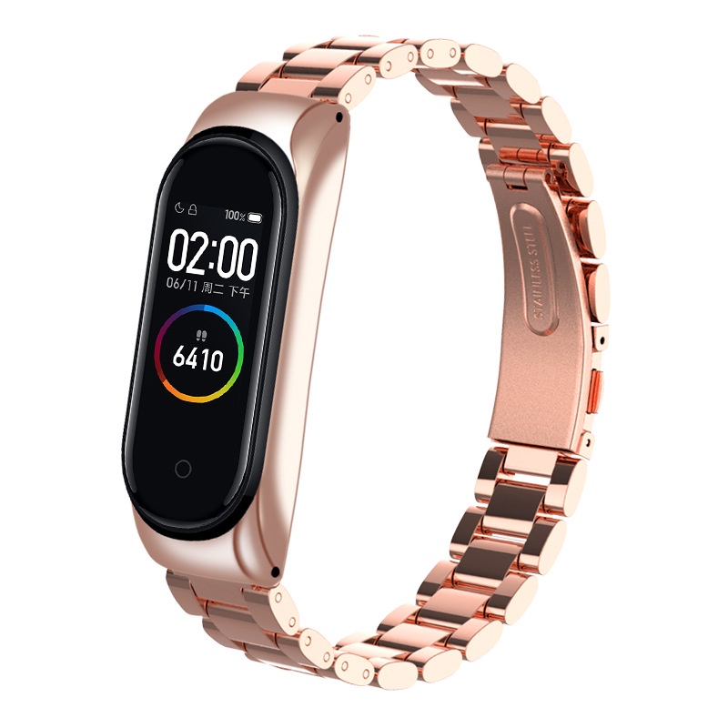 Dây Đeo Thay Thế Chất Liệu Kim Loại Dạng Lưới Thời Trang Cho Xiaomi Mi Band 7 6 5 Mi Band 3 4