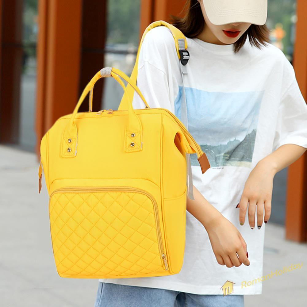 【On Sale】Pure Color Mommy Travel Backpacks Big Nylon Maternity Nappy Top-handle Bags