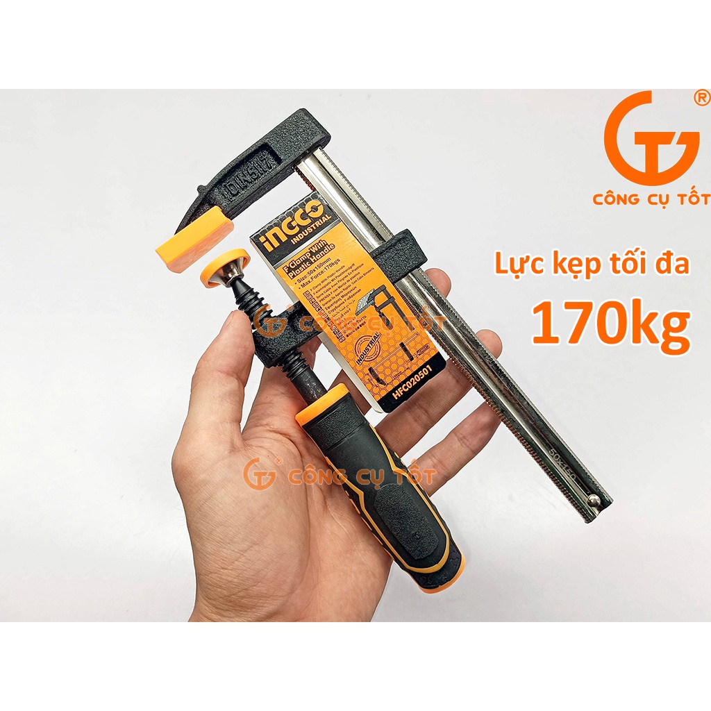 Cảo chữ F 50 x 150 mm lực kẹp 170kg Ingco HFC020501