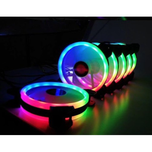 Quạt Tản Nhiệt, Fan Case Coolmoon V2.2 Led RGB 2 Vòng Ring - Không Cần Hub