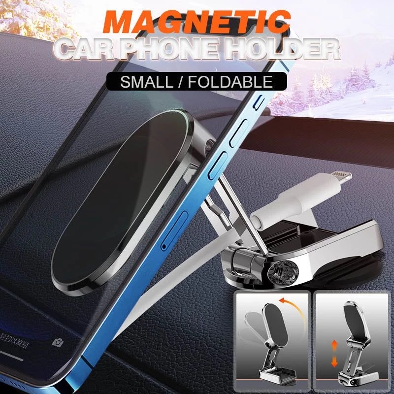 Giá Đỡ Điện Thoại Mini Bằng Hợp Kim Nam Châm Có Thể Xoay 360 Độ Có Thể Điều Chỉnh Cho Xe Hơi