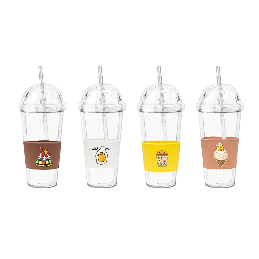 Cốc 2 lớp trứng lười gudetama da pu C2DI34 cốc giữ nhiệt ly 2 lớp cốc làm lạnh dễ thương 500ml