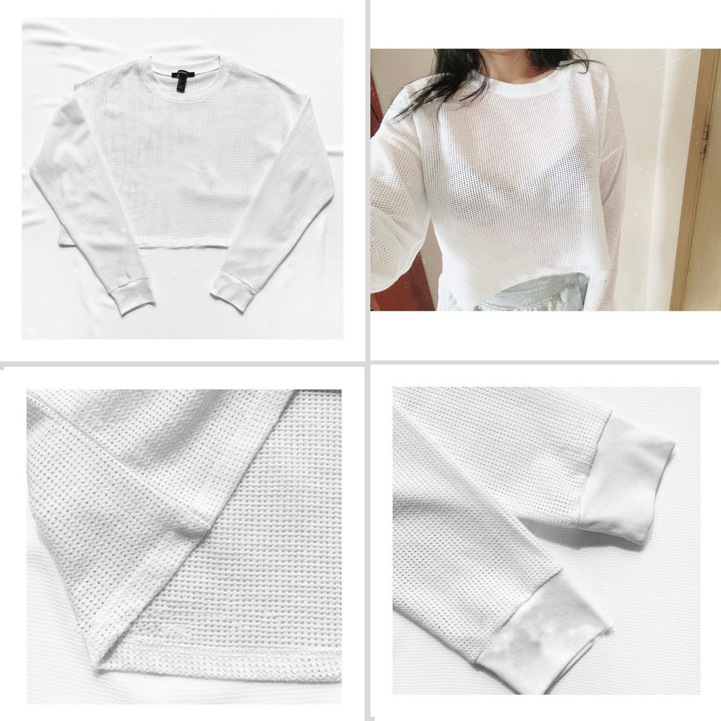 Áo lưới croptop see-through vnxk F21 / mix bralette / áo tập gym