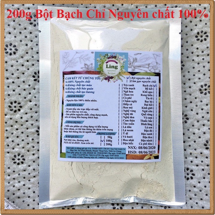 [Sỉ-Rẻ] Bột Bạch Chỉ 200g nguyên chất thiên nhiên 100% có giấy VSATTP và ĐKKD dùng đa công dụng [Lẻ-Sỉ]