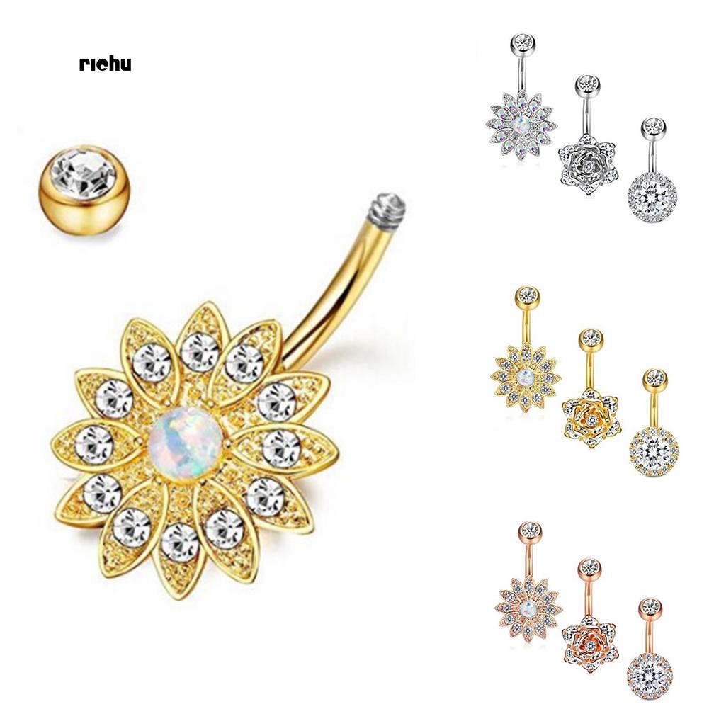 Set 3 Khuyên Rốn Hình Hoa Đính Đá Thời Trang Cho Nữ