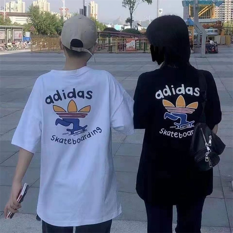 Áo Thun Tay Ngắn In Logo adidas Cổ Điển Thoải Mái Cho Cặp Đôi