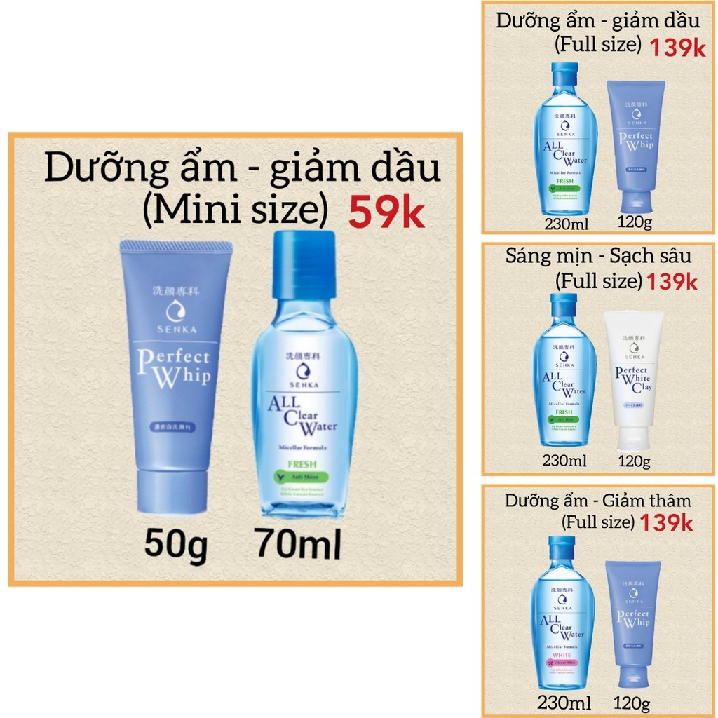 Combo Senka Sạch sâu giảm bóng nhờn trắng mịn dưỡng ẩm gồm 1 Sữa rửa mặt và 1 Tẩy trang