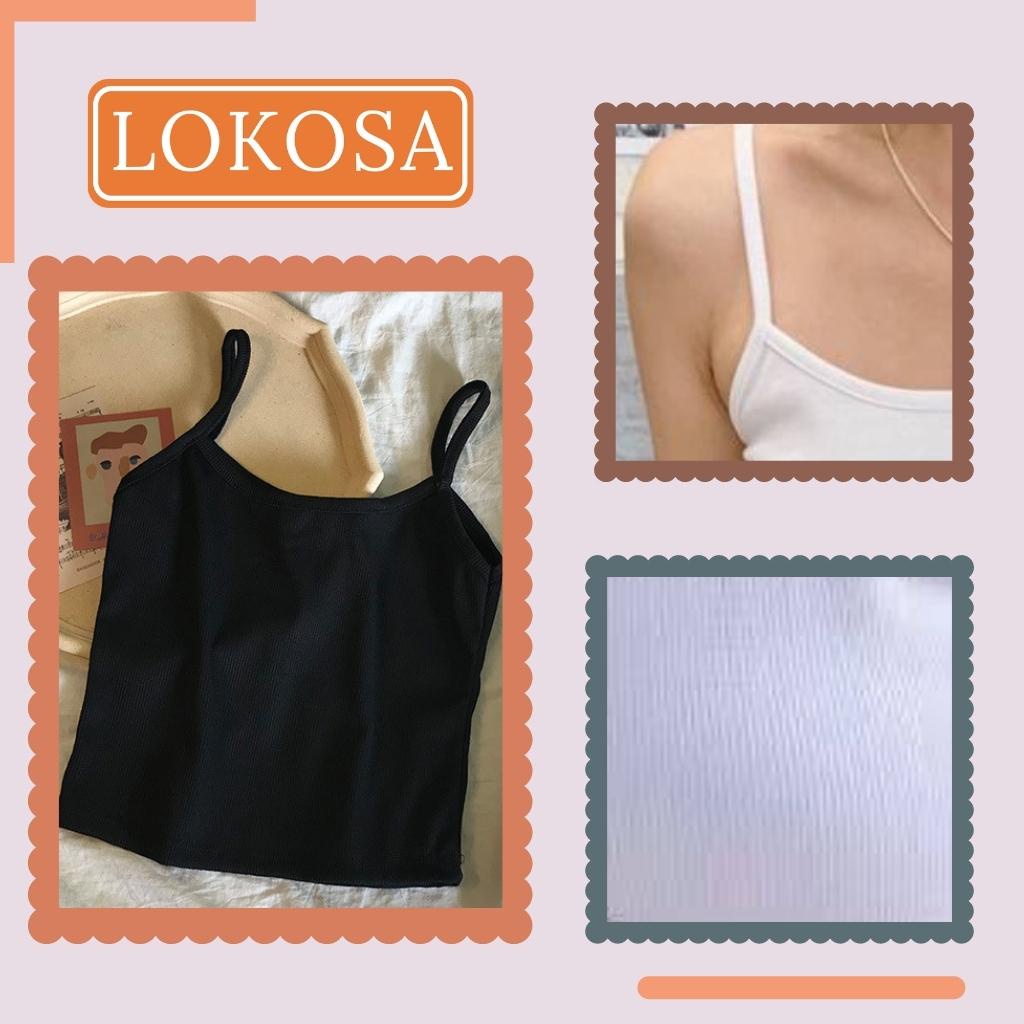 Áo Croptop 2 Dây LOKOSA Croptop Kiểu Nữ Thun Ôm Body Áo Cr Hai Dây Ngắn Sexy Đẹp Jennie Hàn Quốc Giá Rẻ Trắng Đen AO022