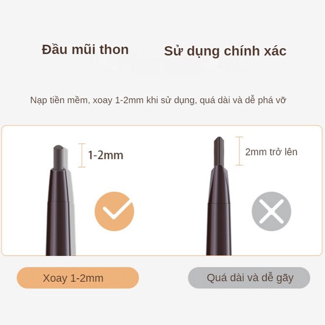 Chì kẻ mày đa năng ba chiều hai đầu tam giác từ mới bắt đầu kẻ lông mày không dễ lem chì trang điểm | BigBuy360 - bigbuy360.vn