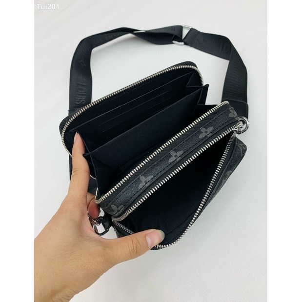 Túi đeo chéo nam cao cấp full box - Túi chéo nam hoa in dập sc có hộp