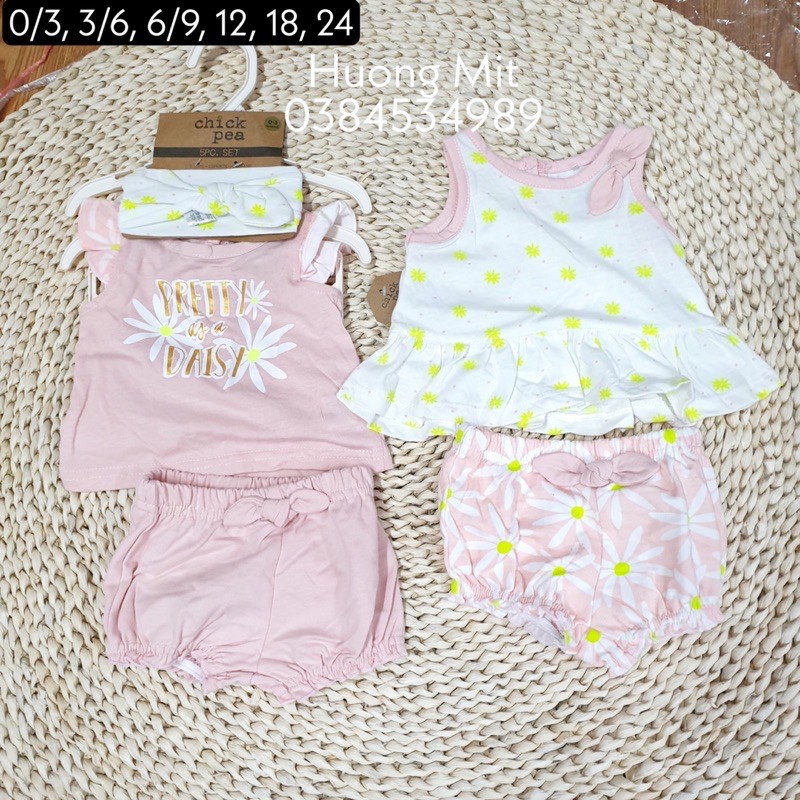 Sét 2 bộ kèm turban bé gái Chick Pea hồng nhạt