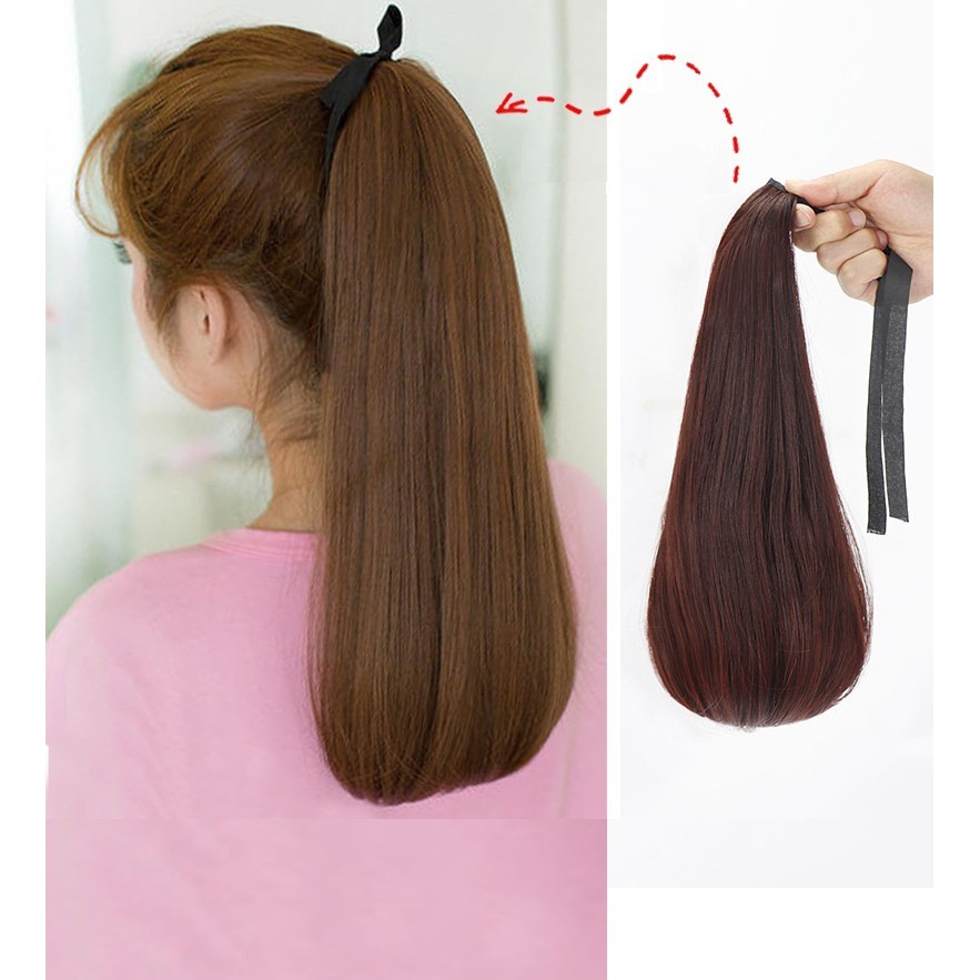 Tóc giả cột 40cm ❤️FREESHIP❤️ Tóc cột giả đuôi cúp 40cm D12