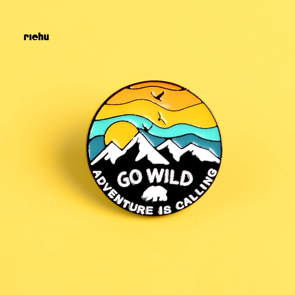 Richu Trâm Cài Áo Khoác Túi Xách Tráng Men Họa Tiết Chim Núi Tuyết Hoàng Hôn