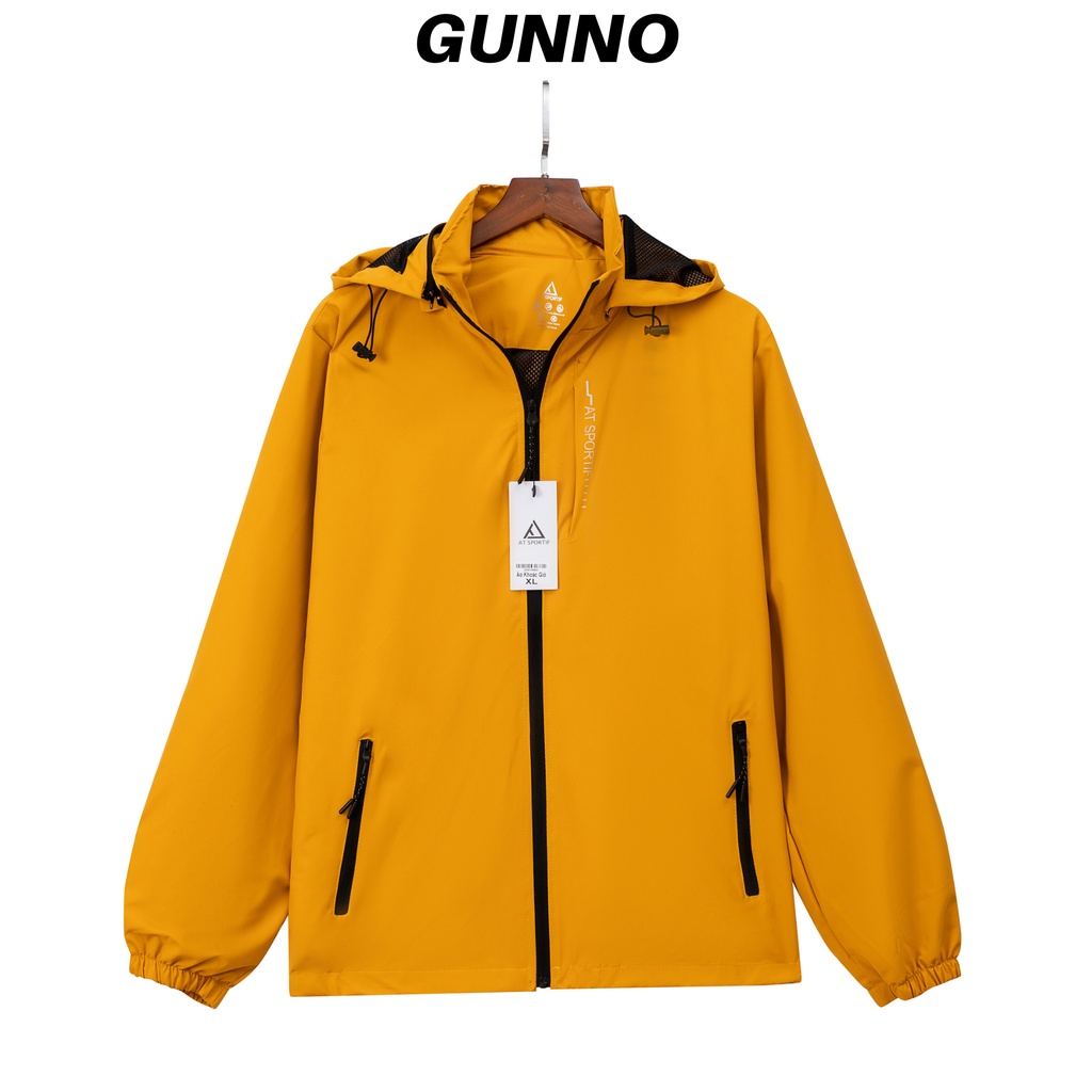 Áo khoác gió nam nữ có mũ cao cấp 2 lớp GUNNO, chất liệu gió tráng bạc chống tia UV chống nắng ngăn gió