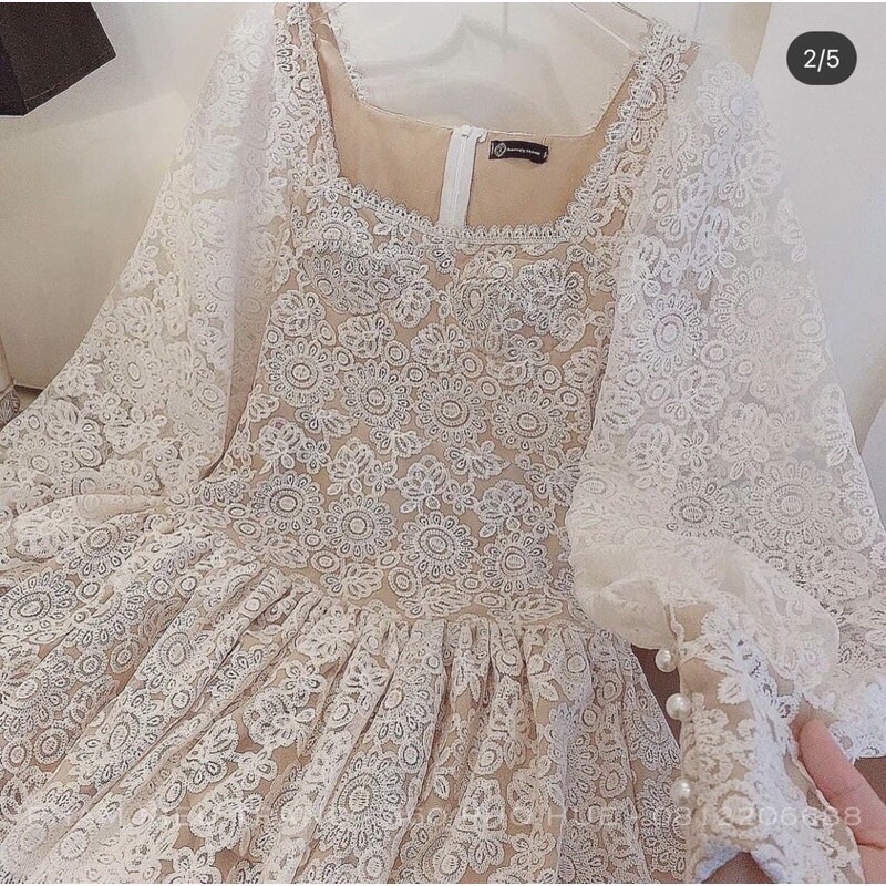 Có bigsize) Đầm ren dự tiệc Jessy tay dài phối ren may 2 lớp