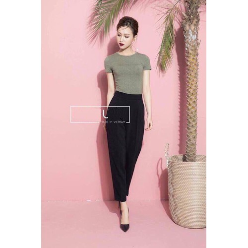 QUẦN TÂY BAGGY LƯNG THUN PHÍA SAU, KHÓA BÊN SƯỜN, màu đen có Bigsize