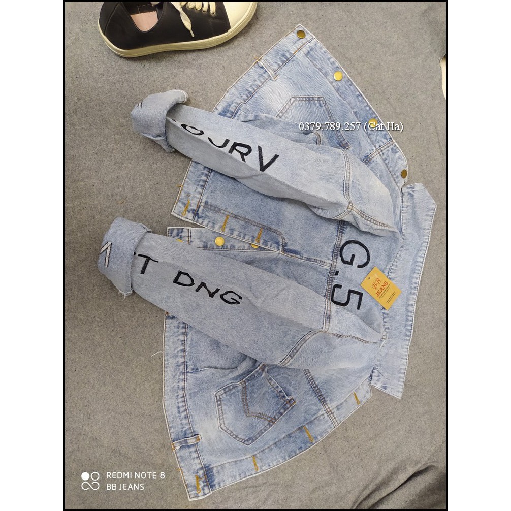 Aó khoác jean nữ xám xanh như hình form dưới 58Kg G5 BB29