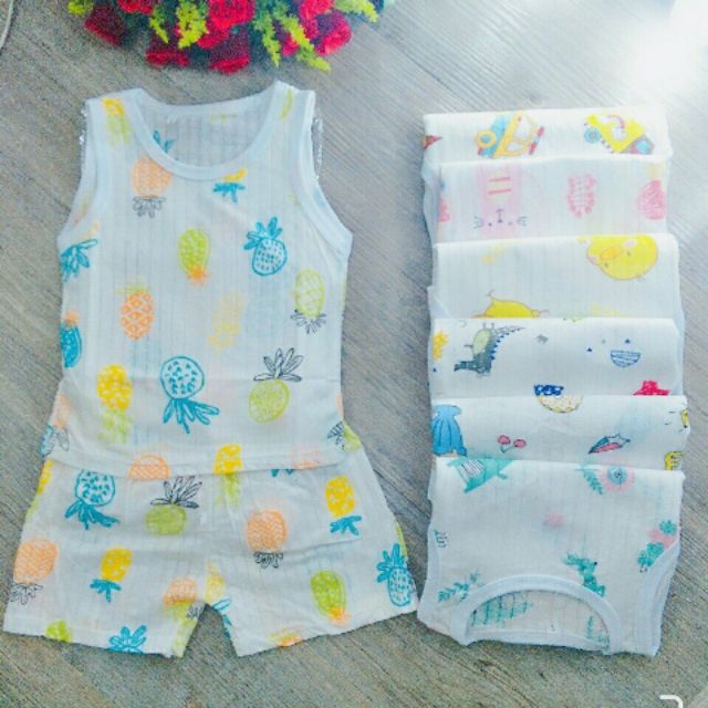 Bộ cotton giấy hình mới nhất bé trai bé gái 7_20 kg