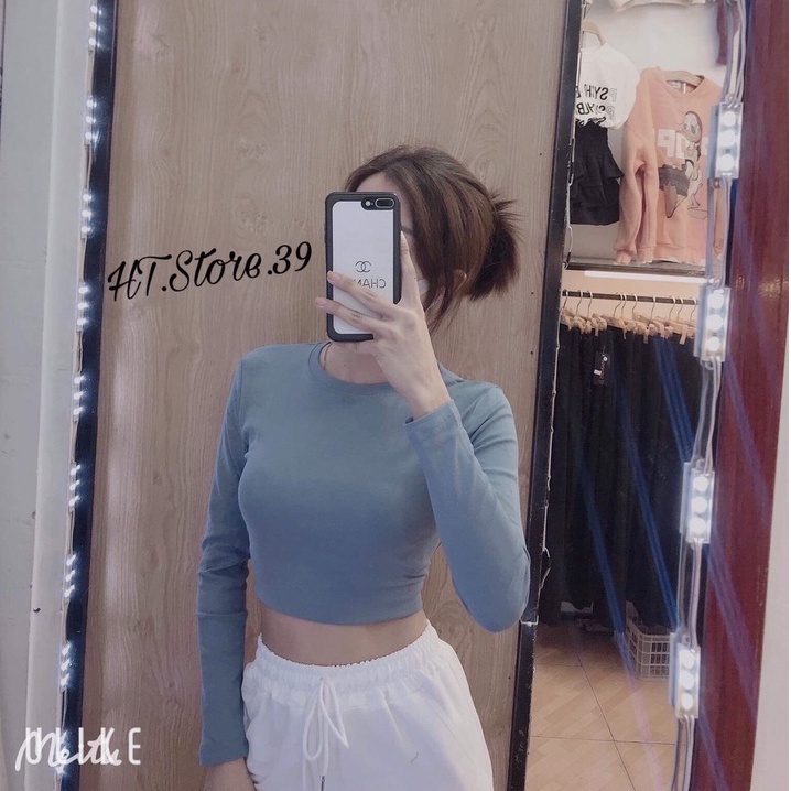 Áo Croptop Dài Tay  💖  💖FREESHIP Áo croptop trơn ôm, Chất co dãn 4 chiều, thoáng mát Áo Mùa Thu 2021