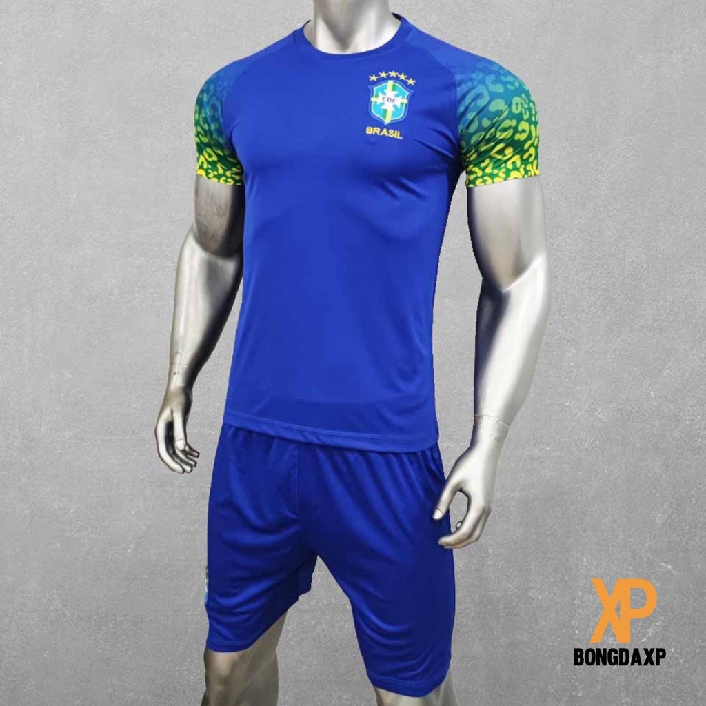 Quần áo bóng đá, đồ đá banh Đội Tuyển Brazil Xanh bích Mới Vải thun lạnh cao cấp