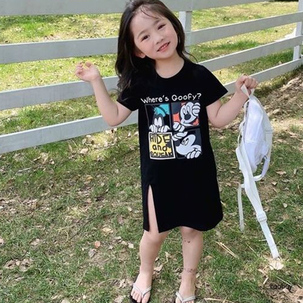 Áo Thun Tay Ngắn Cổ Tròn In Họa Tiết Hoạt Hình Thời Trang Mùa Hè Cho Bé Gái