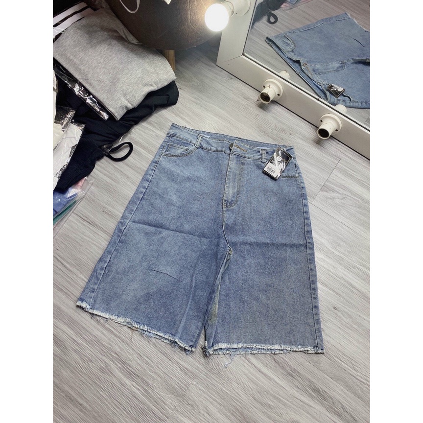 Quần nữ ngố lửng jean from rộng rách chất bò dày mịn lưng cao hàng chuẩn shop
