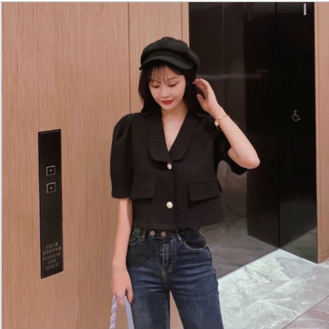 Áo Sơ Mi Nữ Croptop Tay Bồng Cách Điệu thời trang, Dáng Suông .