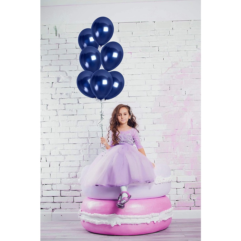 Set 10 bong bóng cao su 12 inch màu sắc xanh navy độc đáo
